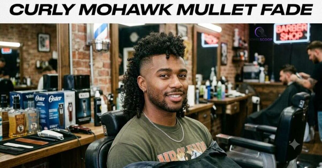 Curly Mohawk Mullet Fade