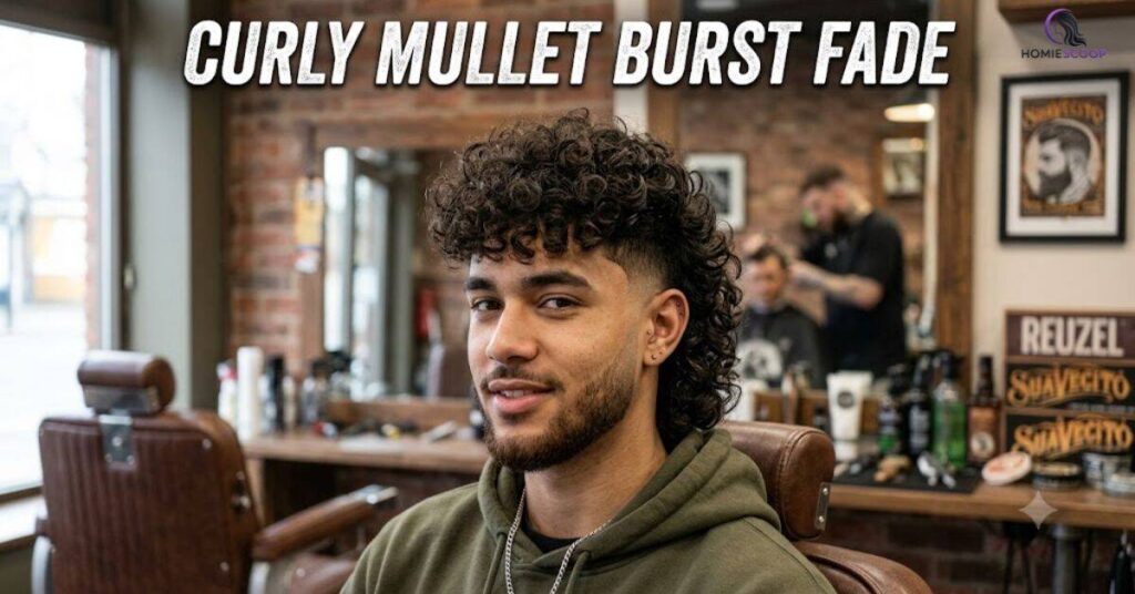 Curly Mullet Burst Fade