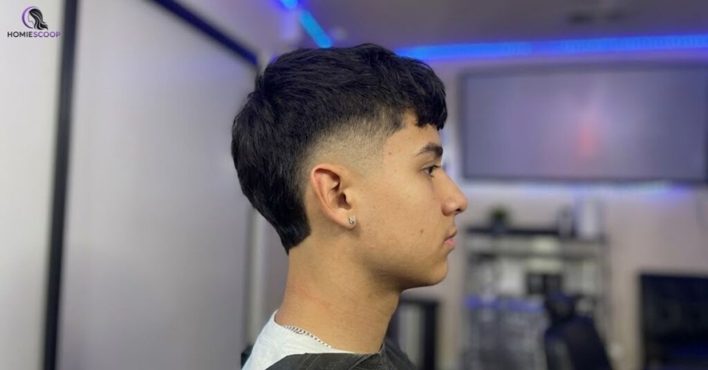 High Burst Fade Straight Hair