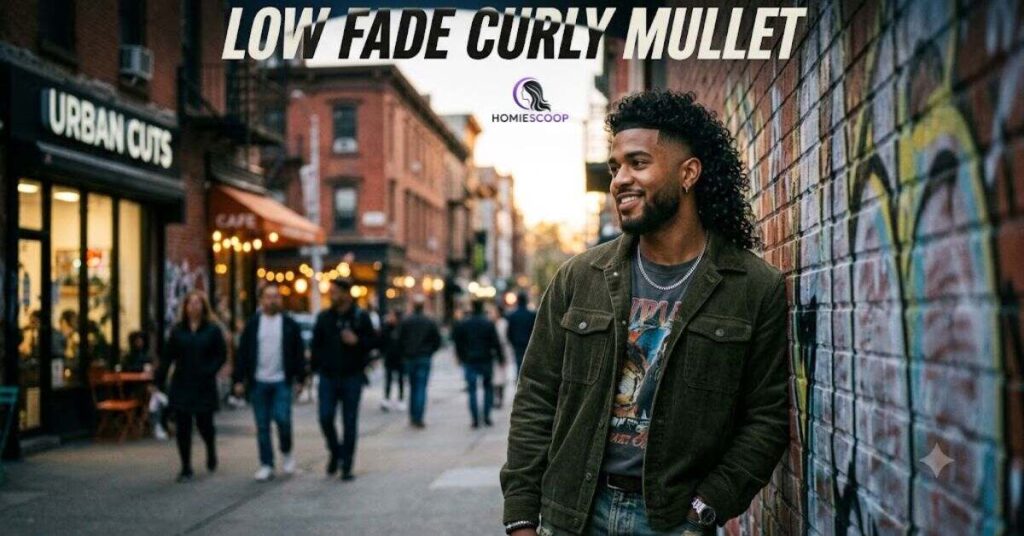 Low Fade Curly Mullet