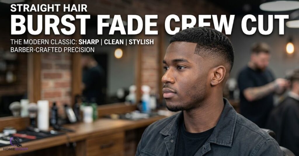 Straight Hair Burst Fade Crew Cut