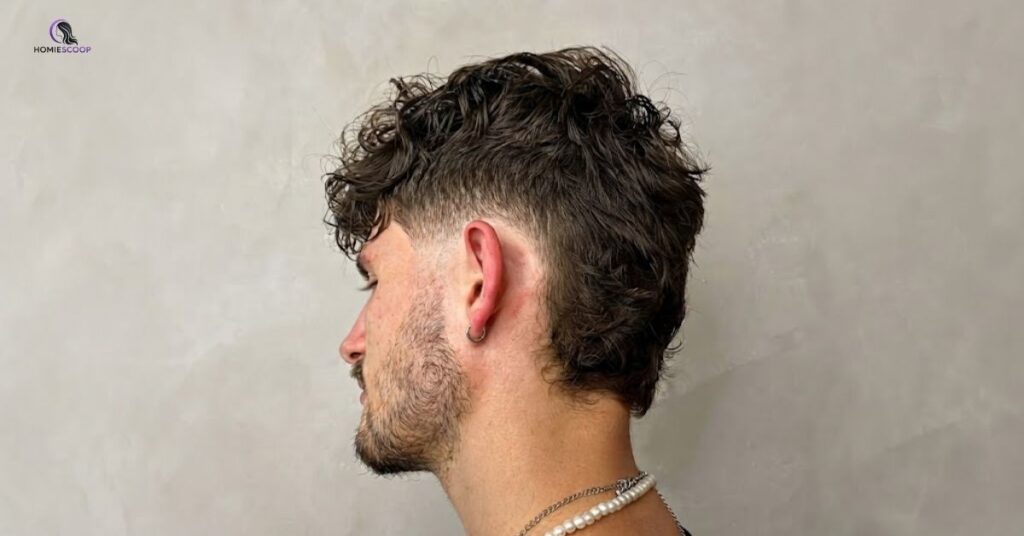 Curly Burst Fade Mullet