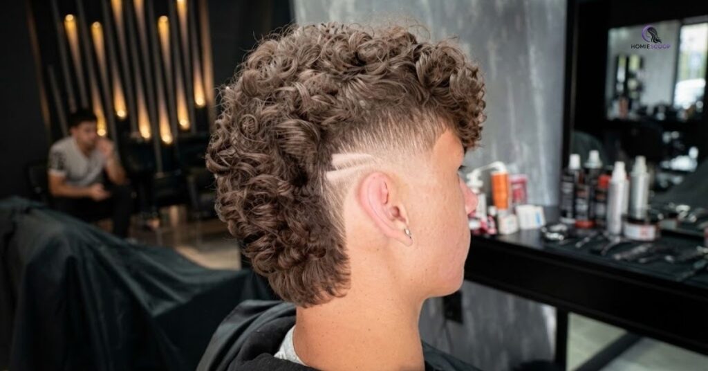Curly Burst Fade with Design