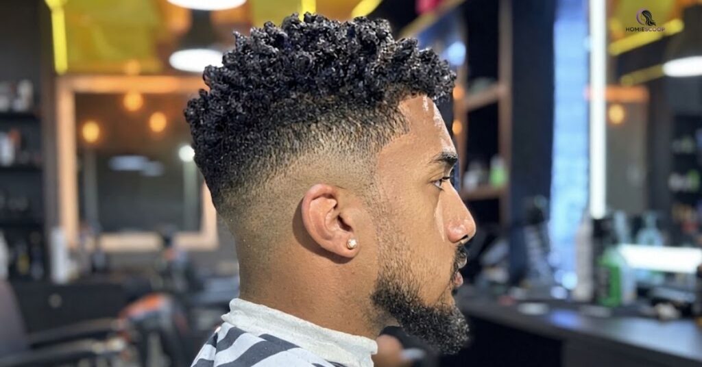 Curly Burst Fade for Black Men